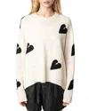 Zadig & Voltaire Markus Embellished Heart Cashmere Sweater In Ecru