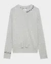 Zadig & Voltaire Womens Markus Text-embroidered Cashmere Jumper Gris Chine Clai In Gris Chine Clair