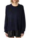 Zadig & Voltaire Markus Stars Cashmere Sweater In Encre