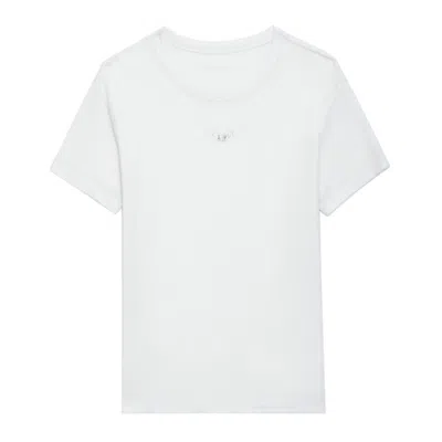 Zadig & Voltaire Womens Marta Diamante-embellished Short-sleeve Cotton-blend T-shirt Blanc Xs In White