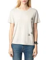 Zadig & Voltaire Marta Pcl Embellished Heart Tee In Light Grey