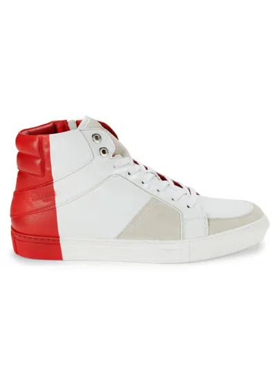 Zadig & Voltaire Men's Colorblock Leather & Suede Sneakers In Rouge