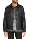 Zadig & Voltaire Men's Crinkle Leather Jacket In Encre
