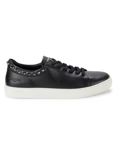 Zadig & Voltaire Men's Fred Studded Leather Sneakers In Noir
