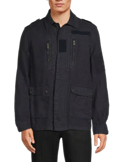 Zadig & Voltaire Men's Kido Eapulet Linen Jacket In Blue