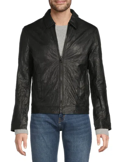 Zadig & Voltaire Men's Lasso Crinkle Leather Jacket In Noir
