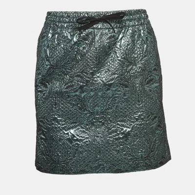 Pre-owned Zadig & Voltaire Metallic Blue Floral Textured Lurex Drawstring Mini Skirt S