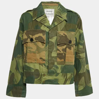 Pre-owned Zadig & Voltaire Military Green Camouflage Cotton Blend Button Front Jacket S