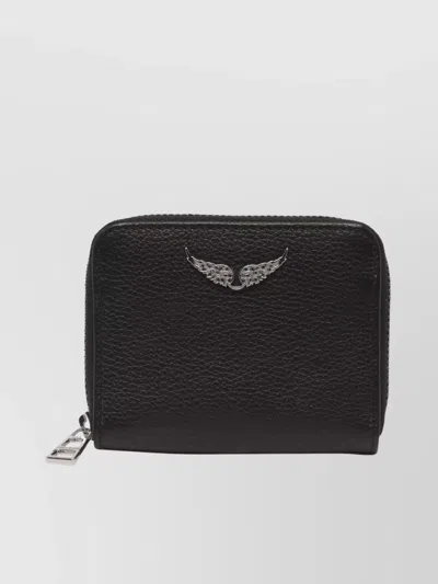Zadig & Voltaire Mini Textured Finish Wallet In Black
