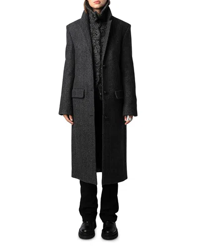 Zadig & Voltaire Mio Wool Blend Coat In Anthracite