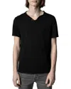 Zadig & Voltaire Monastir Cotton Henley In Black