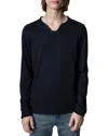 Zadig & Voltaire Monastir Cotton Long Sleeve Henley In Encre