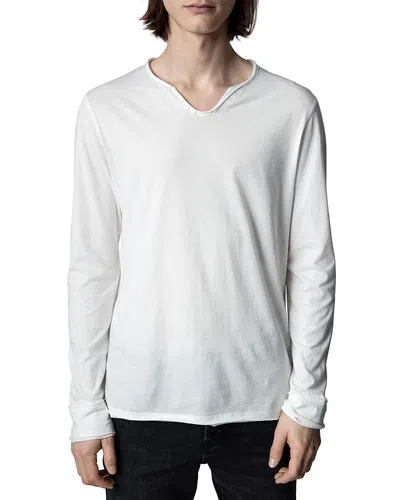 Zadig & Voltaire Monastir Cotton Long Sleeve Henley In Judo