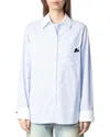 Zadig & Voltaire Morning Oversized Striped Shirt In Mist