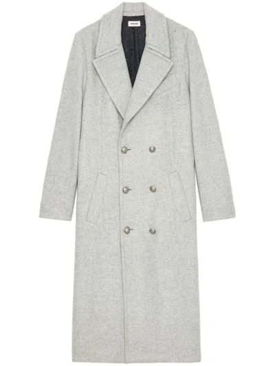 Zadig & Voltaire Mulan Double-breasted Coat In Gris