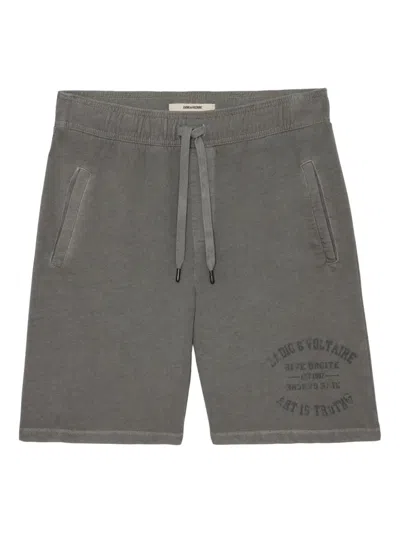 Zadig & Voltaire Organic-cotton Track Shorts In Grey