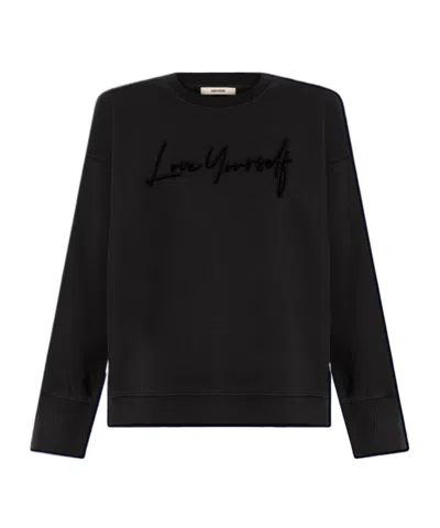 Zadig & Voltaire Oscar Love Yourself Sweater In Black