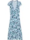 Zadig & Voltaire Womens Rapaz Printed Short-sleeve Silk Midi Dress Mist Xs In Blue