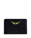 Zadig & Voltaire Wing Pattern Card Bag In Noir Gold