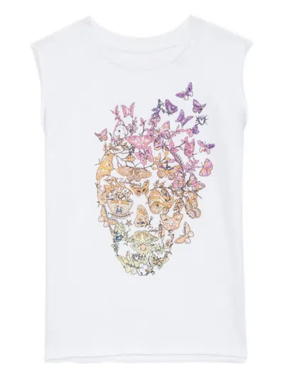 Zadig & Voltaire Kids' Patti Skull-graphic Sleeveless Top In White