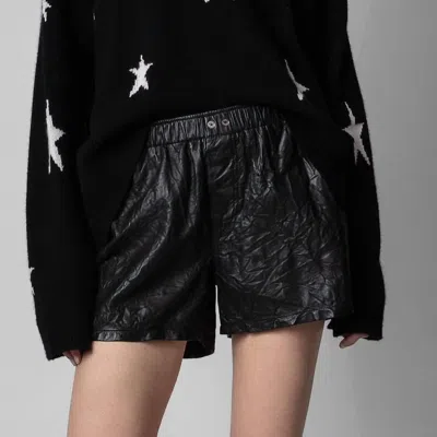 Zadig & Voltaire Pax Crinkled Leather Shorts In Black