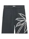 Zadig & Voltaire Palm Tree Drawstring Shorts In Green