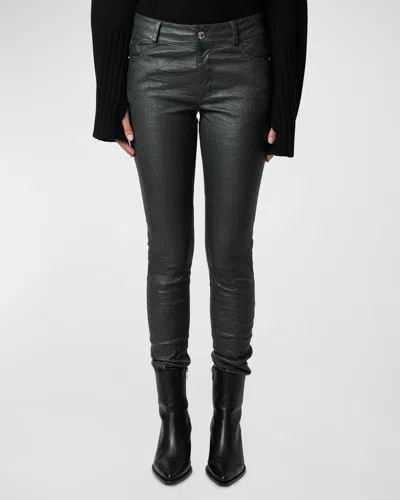 Zadig & Voltaire Phlame Froisse Leather Pant In Peaks