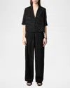 Zadig & Voltaire Pin Manifesto Silk Trousers In Black