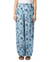 Zadig & Voltaire Pin Sunset Palm Mist Print Silk Pants In Mist