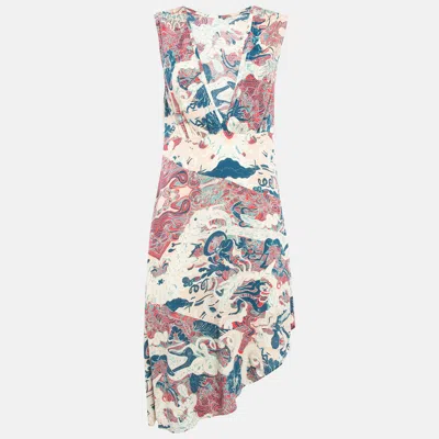 Pre-owned Zadig & Voltaire Pink Printed Crepe Asymmetric Root Midi Dress M