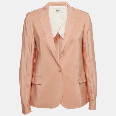Pre-owned Zadig & Voltaire Pink Star Jacquard Single-breasted Blazer S