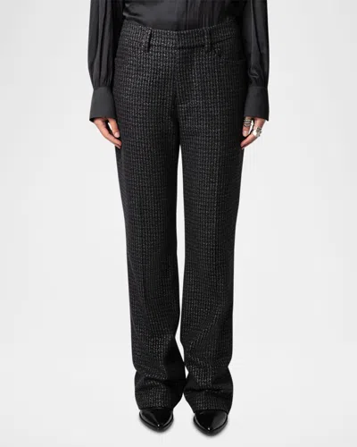 ZADIG & VOLTAIRE PISTOL SHIMMER TWEED TROUSERS