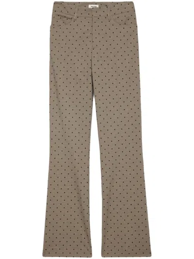 Zadig & Voltaire Womens Camel Pistol Polka-dot Flared-leg Stretch-woven Trousers