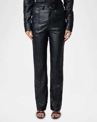 ZADIG & VOLTAIRE POETE CRINKLED LEATHER TROUSERS