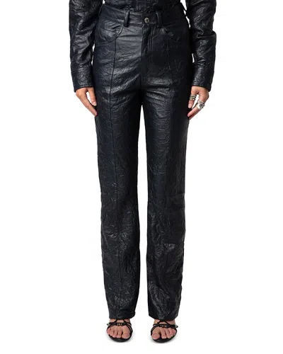 ZADIG & VOLTAIRE POETE CUIR FROISSE LEATHER PANTS