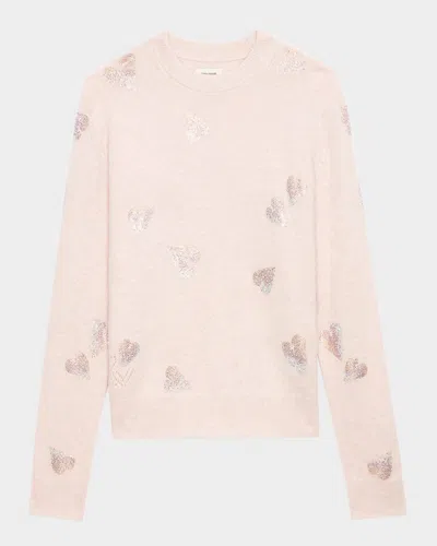 Zadig & Voltaire Pravis Cashmere Diamante Sweater In Pearly