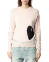 Zadig & Voltaire Pravis Cashmere Heart Sweater In Pearly
