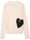 Zadig & Voltaire Pravis Cashmere Heart Sweater In Neutrals