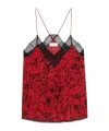 Zadig & Voltaire Womens Crimson Christy Lace-embroidered Graphic-print Woven Camisole In Red