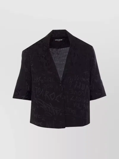 ZADIG & VOLTAIRE PRINTED NOTCHED LAPEL JACKET WITH 3/4 SLEEVES