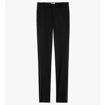 Zadig & Voltaire Prune Split Mid-rise Woven Trousers In Noir