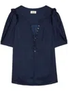Zadig & Voltaire Puff-sleeve Satin Top In Sailor