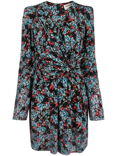 Zadig & Voltaire Radar Floral-print Embellished Silk Minidress In Black