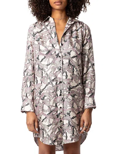 ZADIG & VOLTAIRE RAIS TWILL WILD CHAIN PRINTED SILK DRESS