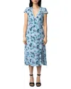 Zadig & Voltaire Womens Rapaz Printed Short-sleeve Silk Midi Dress Mist Xs In Mist