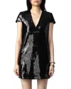 Zadig & Voltaire Rashu Sequin Mini Dress In Noir
