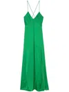 Zadig & Voltaire Rayonne Satin Maxi Dress In Green