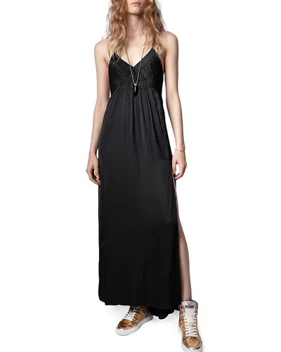 Zadig & Voltaire Rayonne Satin Maxi Dress In Noir