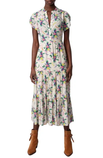 Zadig & Voltaire Razy Soft Bouquet Maxi Dress In Mastic