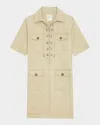 Zadig & Voltaire Record Military Cotton Mini Dress In Latte